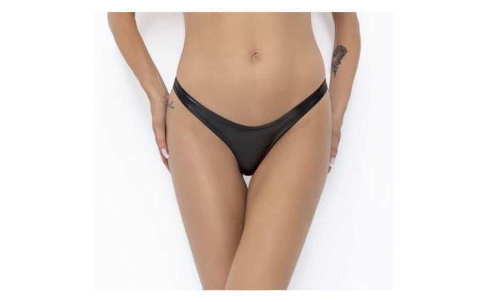 Noir Handmade Power Wetlook Womens Thong Black - Her Fetish