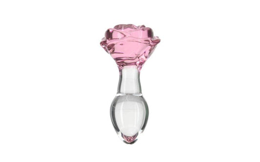 Pillow Talk Rosy Luxurious Glass Anal Plug With Clear Gem
