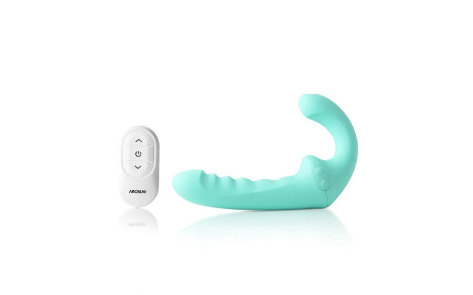 Arosum VibraTwin Remote Control Rechargeable Come Hither Strapless Strap On - Strap On Sextoys