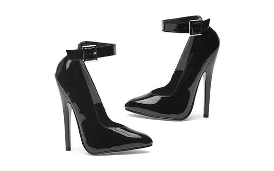 Ellie Shoes 6 Inch Fetish Pump With Ankle Strap Black