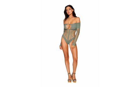 Seamless Long Sleeve Teddy by Dream Girl Lingerie - Teddies and Bodysuits