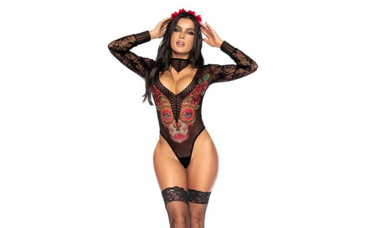 Catrina Mesh and Floral Lace Bodysuit by Mapale - Teddies and Bodysuits