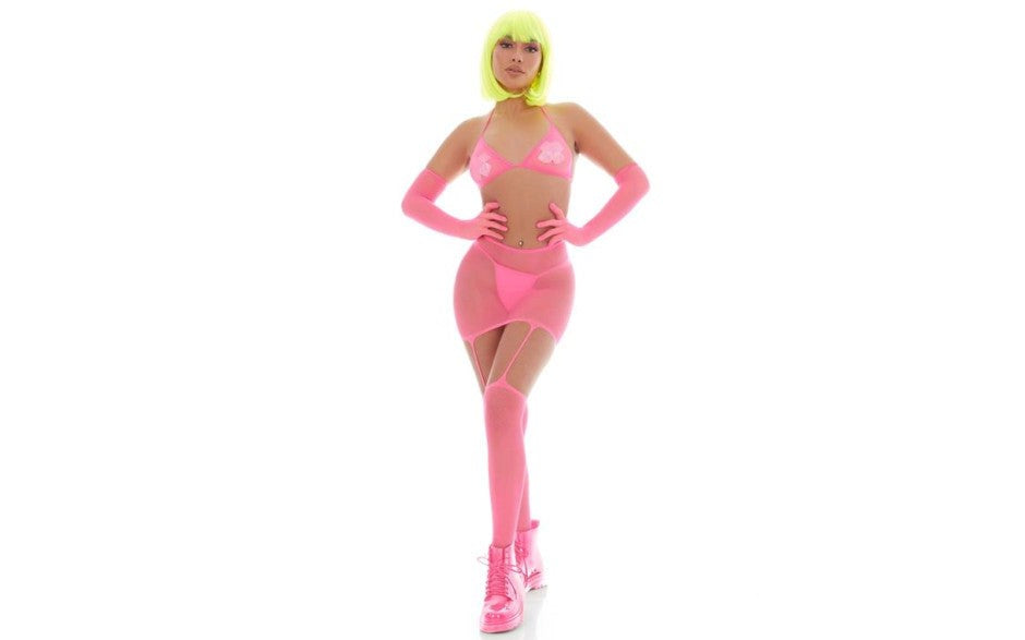 Pink Lipstick Out of This World Green Bodysuit Set With Alien Pasties - Teddies and Bodysuits
