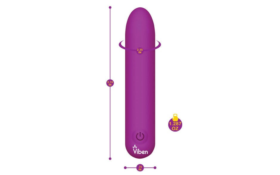 Viben Bombshell 5 Speed USB Rechargeable Mighty Bullet Vibrator Berry - Bullet Vibrators