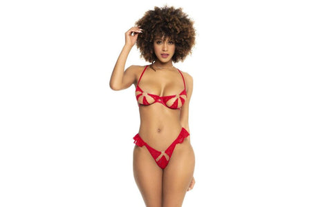 2 Piece Lace Cut Out Bra and Panty Set by Mapale - Bras and Bra Sets