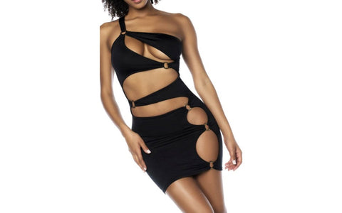 Asymmetrical Womens Cut Out Dress With Ring Details - Skirts And Club Wear