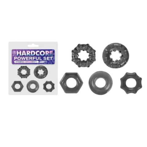 Excellent Power Hardcore Powerful 5 Piece Stretchy Rings - Cock Ring Sets