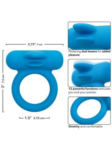 Silicone Rechargeable Double Trouble Vibrating Cock Ring - Vibrating Cock Rings