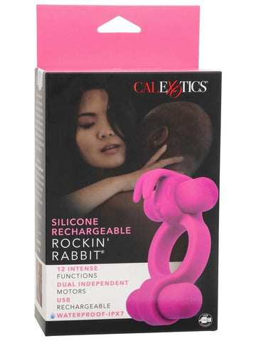 Silicone Rechargeable Rockin' Rabbit Vibrating Cock Ring - Vibrating Cock Rings