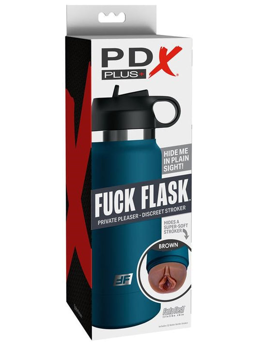 PDX Plus Fuck Flask Private Pleaser Discreet Male Stroker Blue Bottle Brown