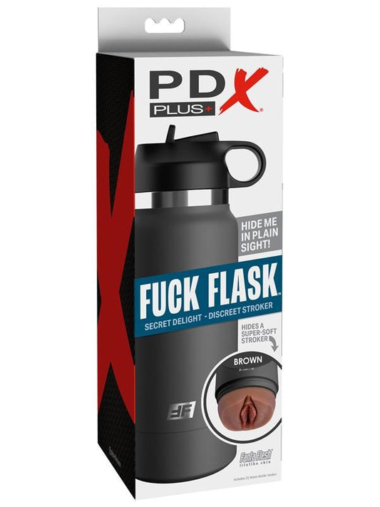 PDX Plus Fuck Flask Secret Delight Discreet Mens Stroker Grey Bottle Brown