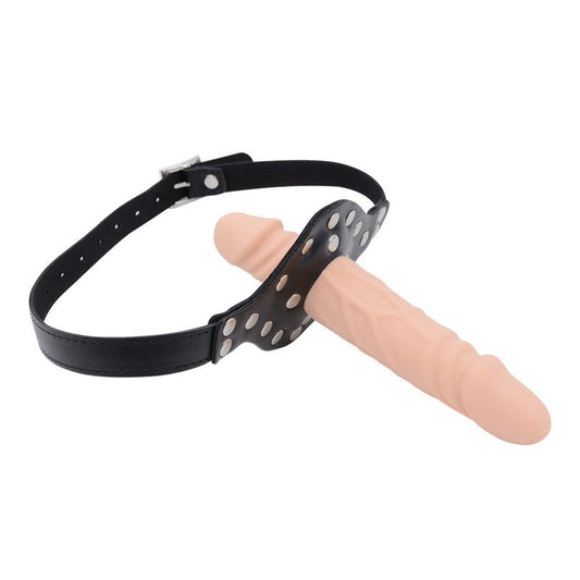 BDStyle BDSM Play Double-Cock Dildo Penis Mouth Gag Flesh