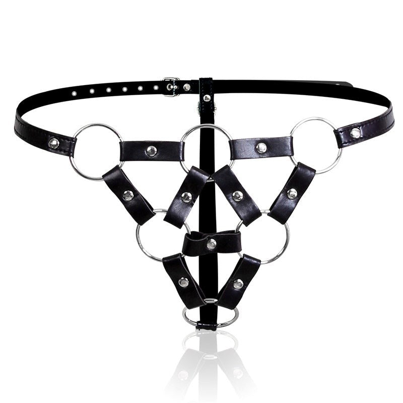 BDStyle Faux Leather BDSM Play Studded G-String - Her Fetish