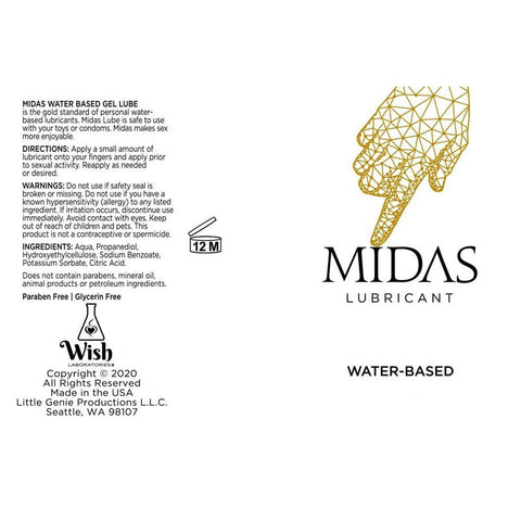 Midas Water Based Gel Water Based Gel Lubricant Tube - Water Based Lubes