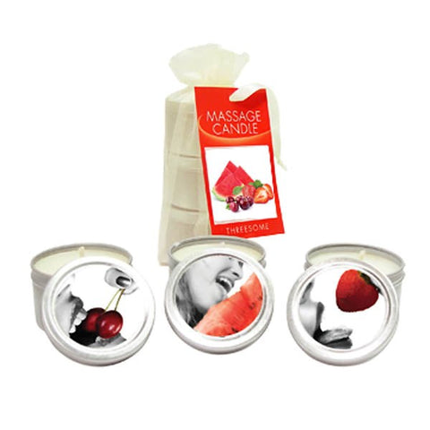 Edible Massage Candle Threesome Cherry, Strawberry & Melon - Sex Pheromones and Perfumes