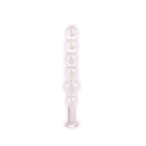 Icon Brands The 9s Glass First Thins Elliptical Glass Anal Beads Clear - Anal Beads and Balls