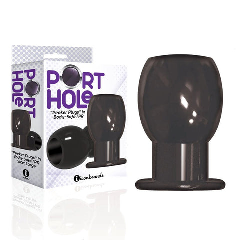The 9s Port Hole Hollow Butt Plug Black by Icon Brands - Butt Plugs