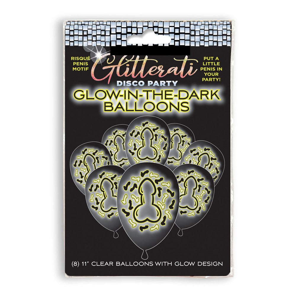 Little Genie Glitterati Disco Party Glow In The Dark Hens Party Balloons 8 Pack - Party Gifts and Novelties