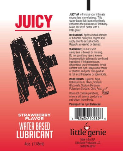 Juicy AF Strawberry Flavoured Water Based Lubricant Tube - Water Based Lubes