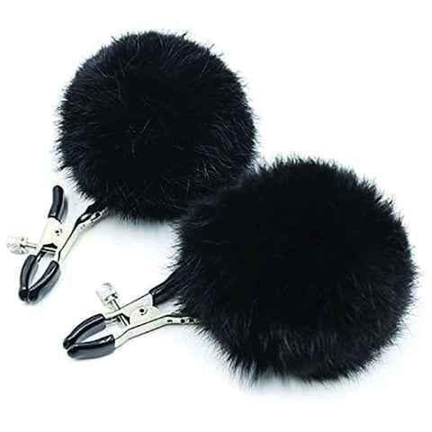 Sexy AF Puff Balls Nipple Couture Clamps by Little Genie - Nipple and Clit Clamps