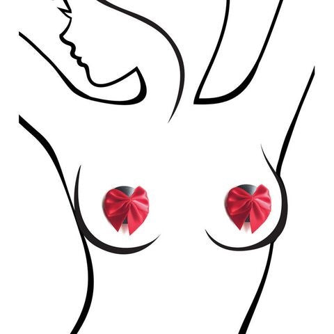 Little Genie Sexy AF Red Bows Reuseable Nipple Pasties - Breast and Nipple Toys