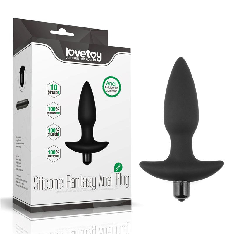 Lovetoy Anal Indulgence Collection Silicone Fantasy Vibrating Anal Plug Black - Butt Plugs