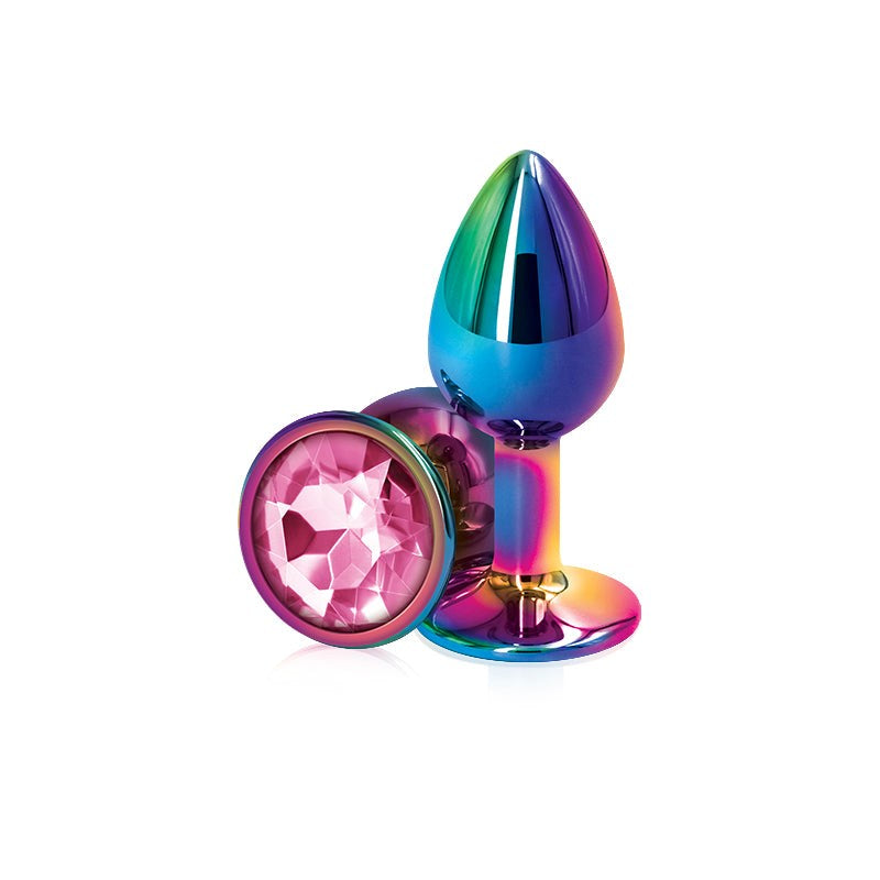 NS Novelties Rear Assets Multi Coloured Gem Base Metal Butt Plug Small - Butt Plugs