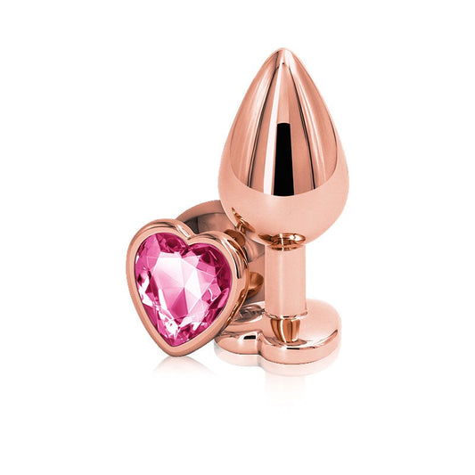 Rear Assets Heart Metal Butt Plug with Heart Gem Base - Butt Plugs