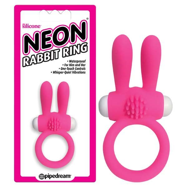Pipedream Neon Rabbit Vibrating Cock Ring Pink - Vibrating Cock Rings