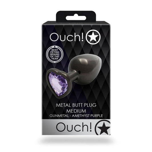 OUCH! Heart Gem Gunmetal Butt Plug Gunmetal Butt Plug - Butt Plugs
