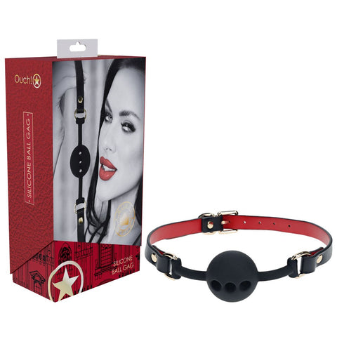 OUCH Milan Collection Breathable Silicone Ball Gag - Bondage Gags and Bits