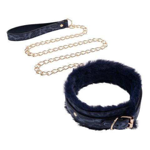 Cougar Fur Bondage Collar & Leash by Sportsheets - Collars and Leads