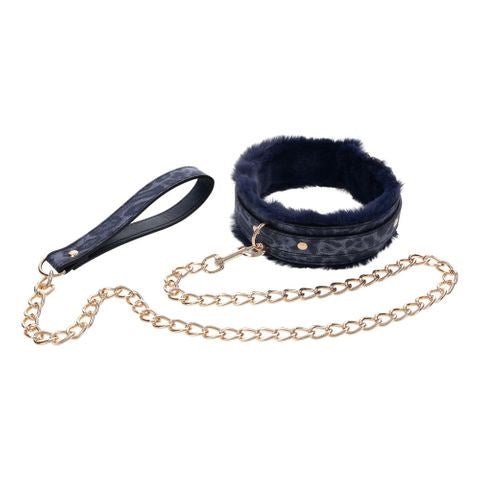 Cougar Fur Bondage Collar & Leash by Sportsheets - Collars and Leads