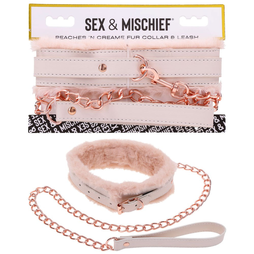 Peaches N CreaMe Fur Collar & Leash by Sportsheets - Collars and Leads