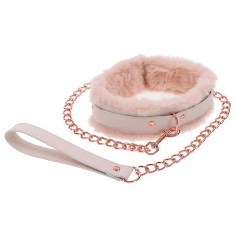 Peaches N CreaMe Fur Collar & Leash by Sportsheets - Collars and Leads
