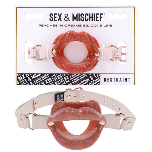 Sportsheets Sex & Mischief Peaches N CreaMe Silicone Lips BDSM Gag