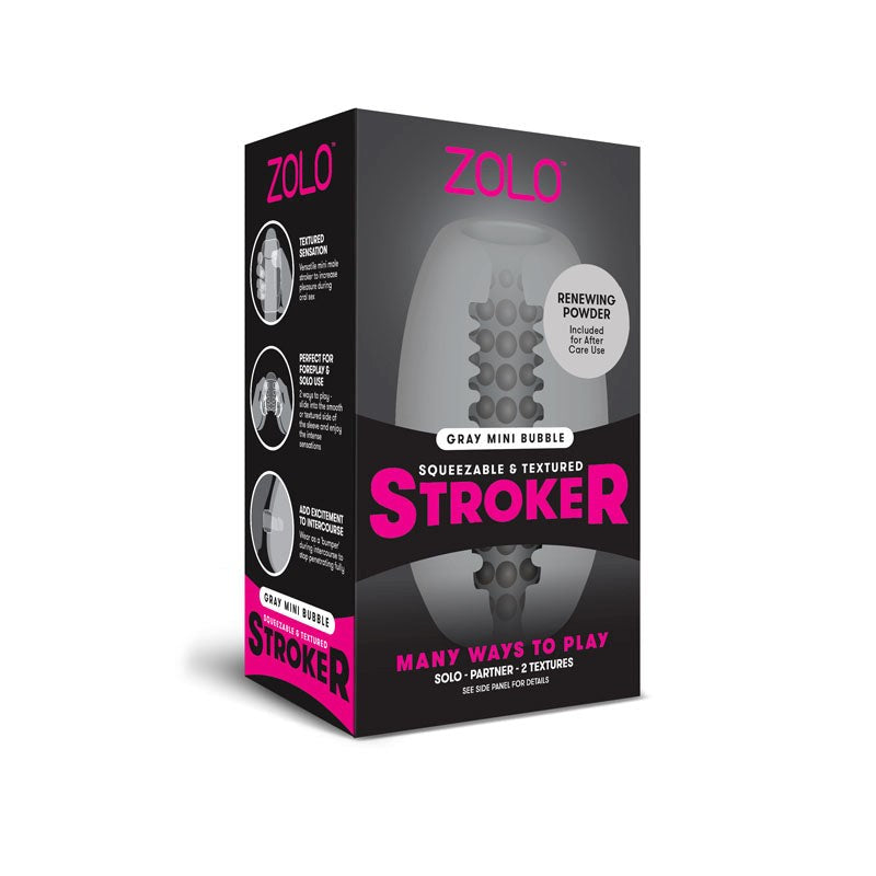 Zolo Grey Mini Bubble Squeezable & Textured Stroker Grey - Masturbators and Strokers