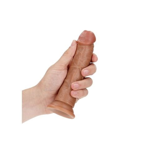 Shots Toys REALROCK Realistic Regular Curved Dong with Suction Cup Tan - Realistic Dildos