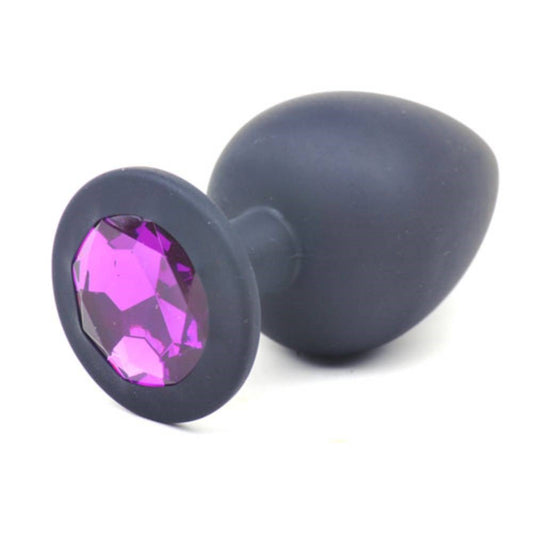 Daytona Black Silicone Anal Plug With Purple Diamond
