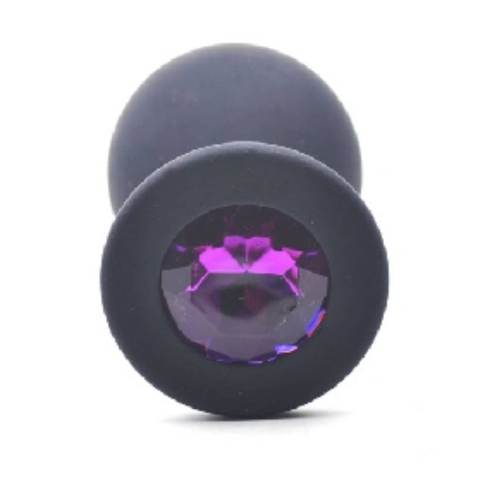 Daytona Black Silicone Anal Plug With Purple Diamond - Butt Plugs