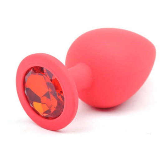 Daytona Red Silicone Anal Plug With Red Diamond