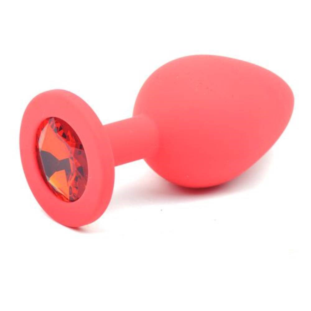 Daytona Red Silicone Anal Plug With Red Diamond - Butt Plugs