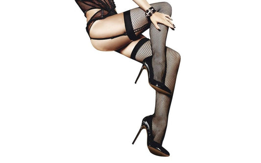 Baci Lingerie Fishnet Thigh High With Back Seam One Size