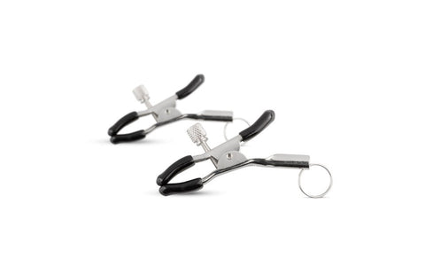 Screw Metal Nipple Clamps With Attachment Ring by Easytoys - Nipple and Clit Clamps