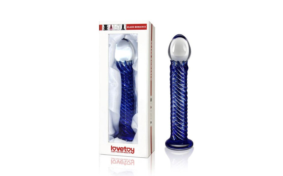 Glass Romance 7 Glass Dong 7.5 Inch Blue - Glass Sex Toys