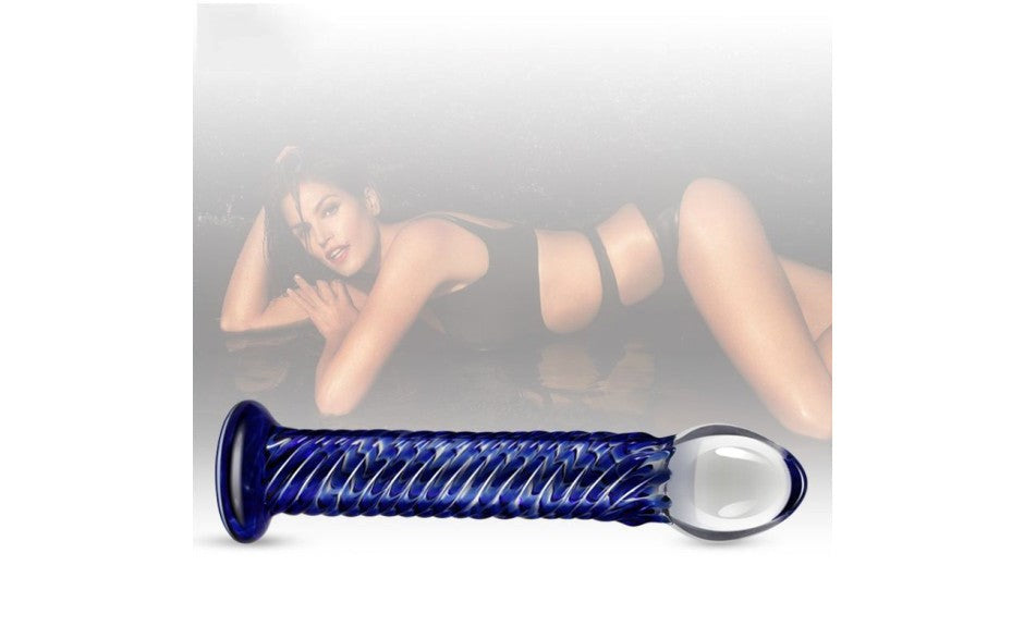 Glass Romance 7 Glass Dong 7.5 Inch Blue - Glass Sex Toys