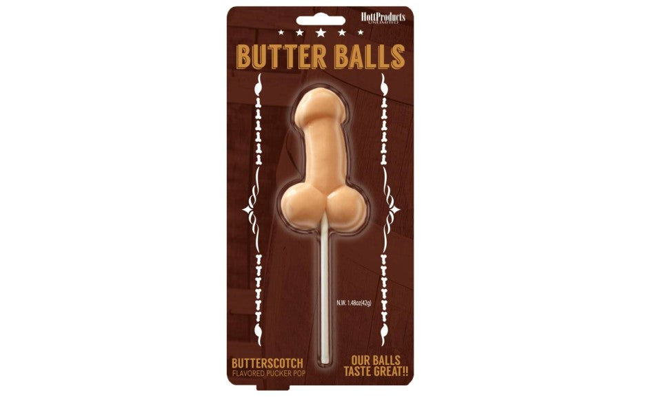 Hott Products Butterballs Butterscotch Pecker Shaped Lollypop - Party Gifts and Novelties