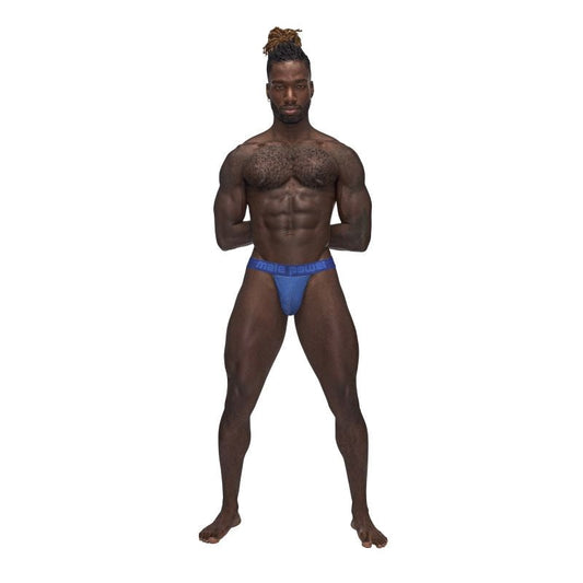 Male Power Sexagon Soft and Stretchy Micro V Thong Blue