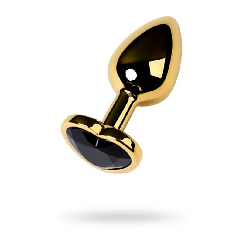 Metal Gold Metal Anal Plug With Heart Shaped Crystal Gem Small - Butt Plugs