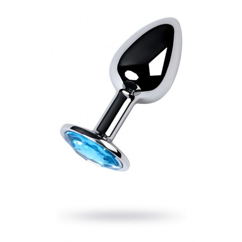 Metal Silver Metal Anal Plug With Coloured Crystal Gem Small - Butt Plugs